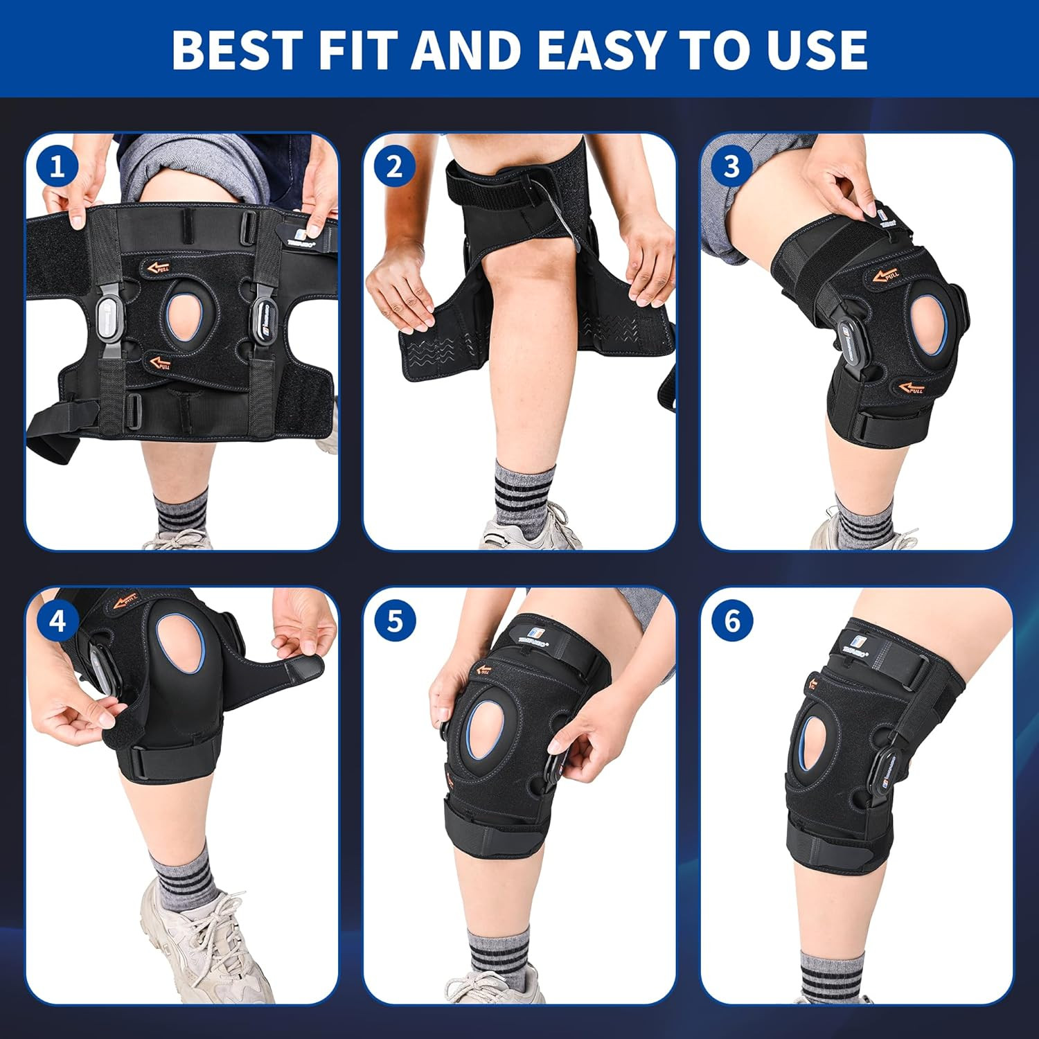 Plus Size Knee Braces for Knee Pain, Adjustable Knee Brace for Men and Women wit