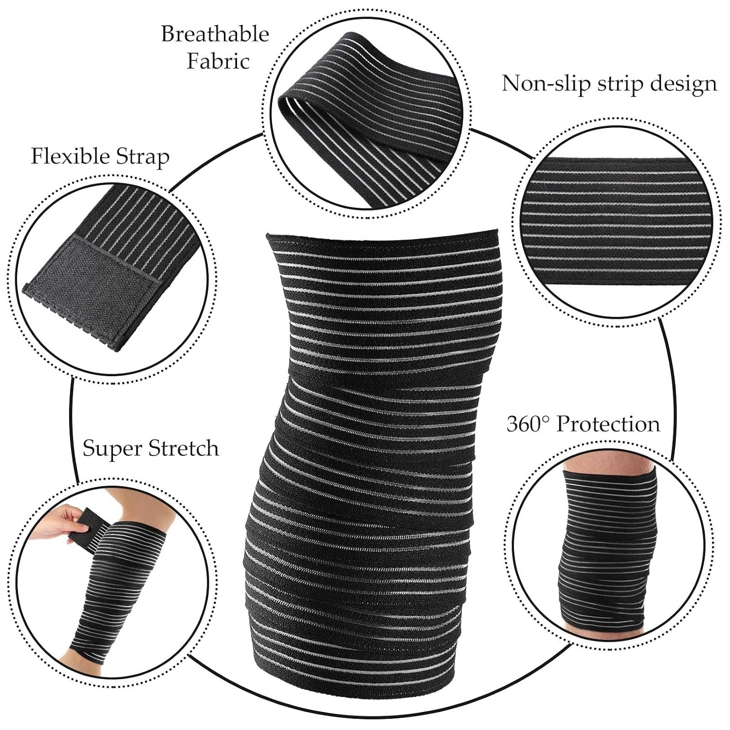 Compression Bandage Wraps for Leg 71″ Elastic Calf Ankle Sleeve 4 Pack