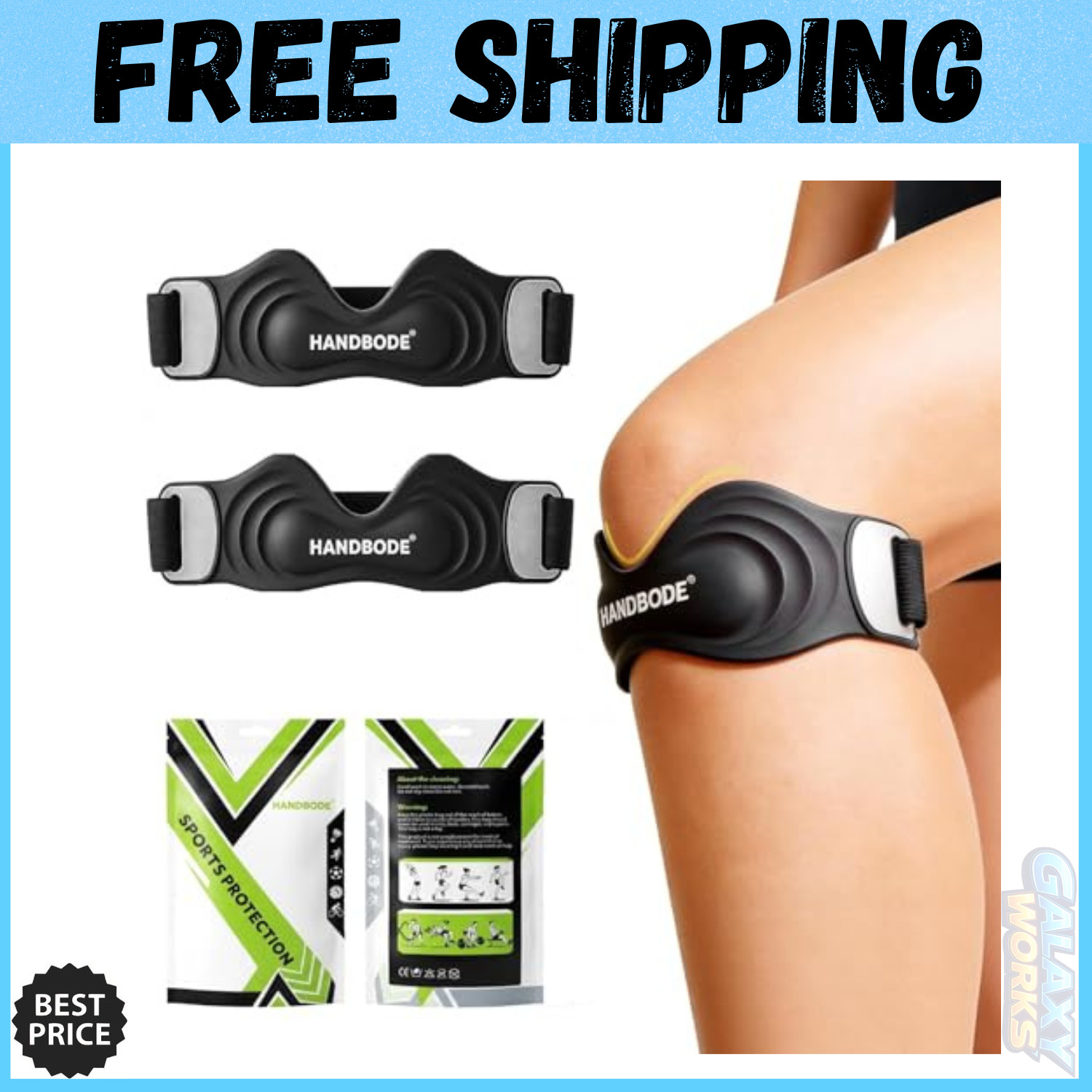 Patellar Tendon Support Strap, Silicone Knee Brace for Men Women, Adjustable Pat