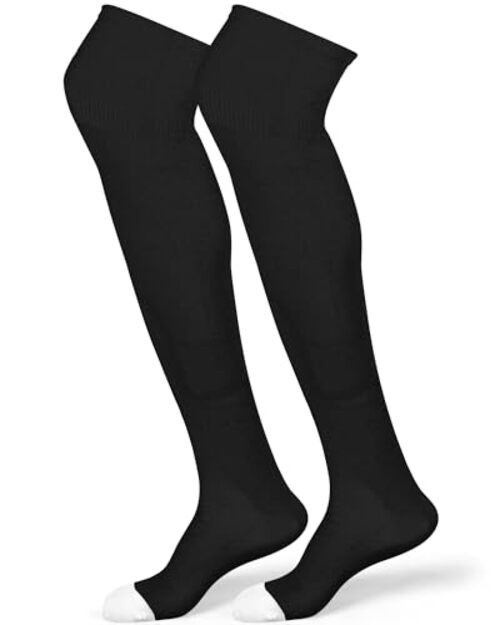 High Football Socks Multiple Sizes over the Knee Medium Black and White
