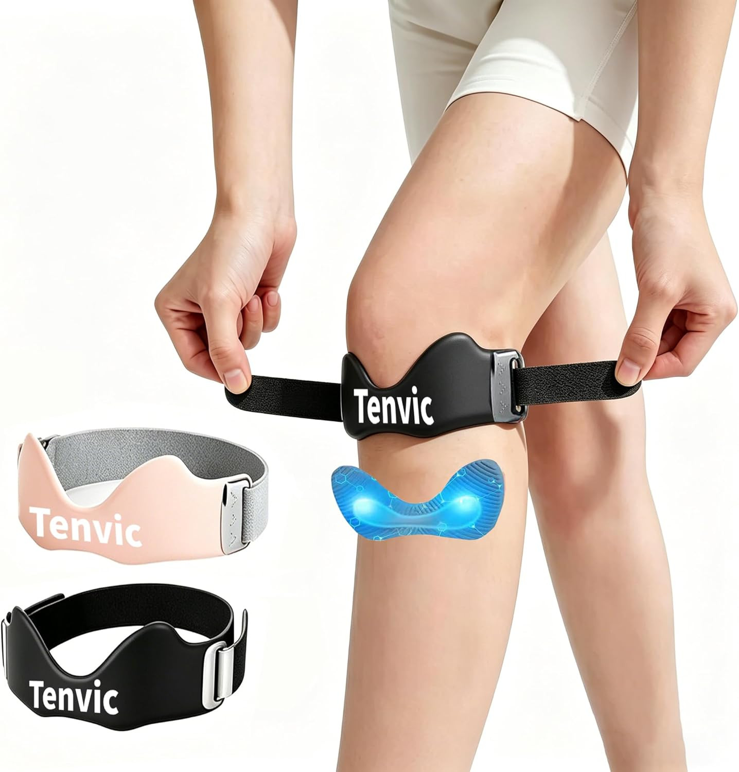 Knee Strap, Adjustable Patella Tendon Support Band with 0.3In 3D Silicone Airbag