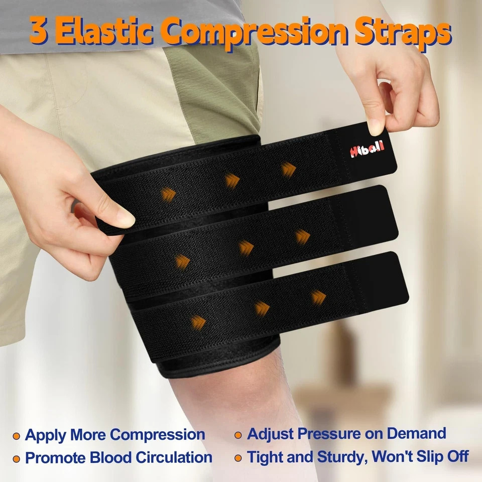 Hiball Adjustable Thigh and Hamstring Compression Sleeve with 3 Pressure Stra…