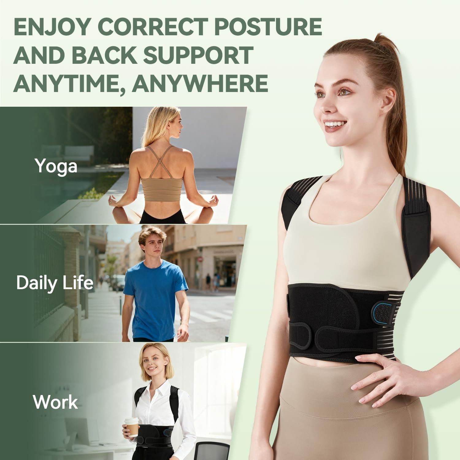 Back Brace Posture Corrector for Women and Men, 4-Point Back Support System f…