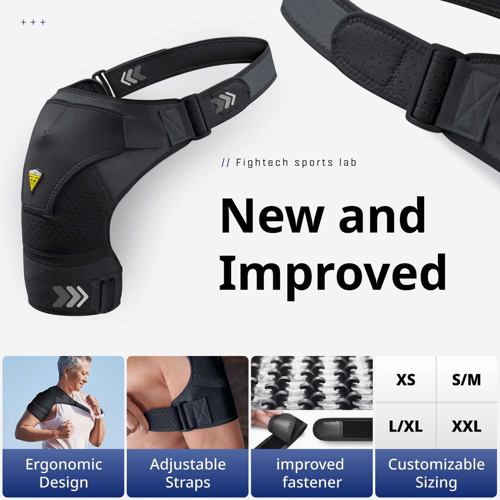 FIGHTECH Shoulder Brace for Torn Rotator Cuff Men and XX-Large, Black