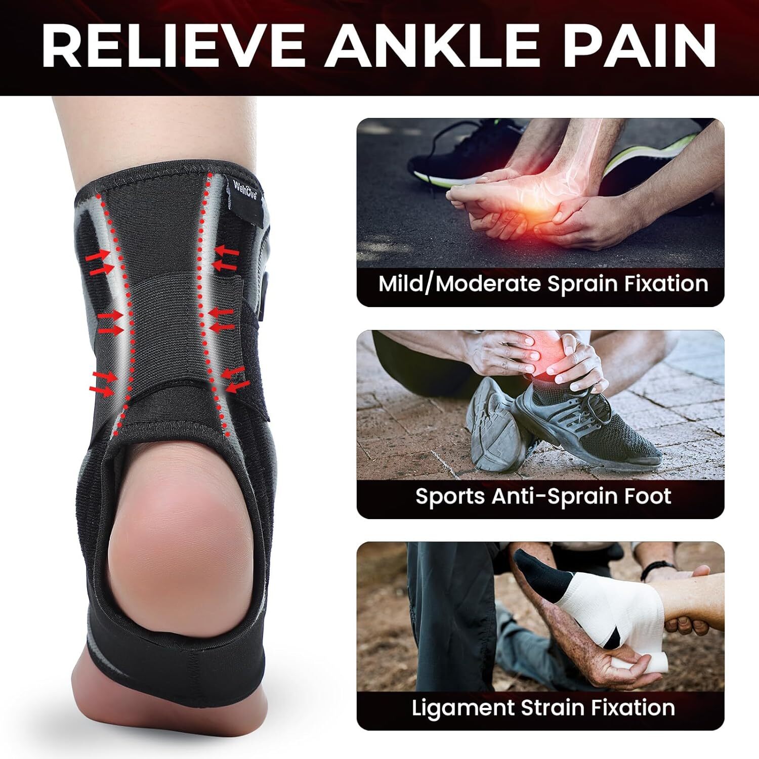 Ankle Brace Adjustable Straps Support Foot Guard Gym Orthopedic Splint Enhance
