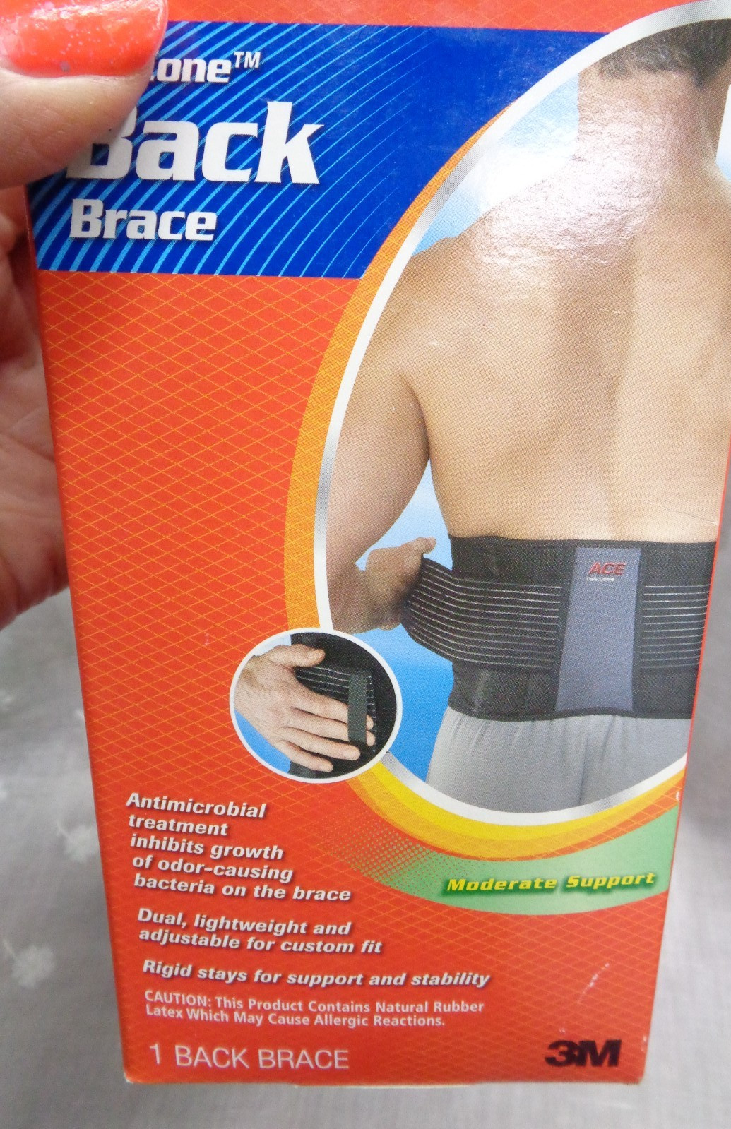 3M ACE Brand Tek Zone BACK Brace 209606 One Size Adj Up to 48″ MODERATE SUPPORT