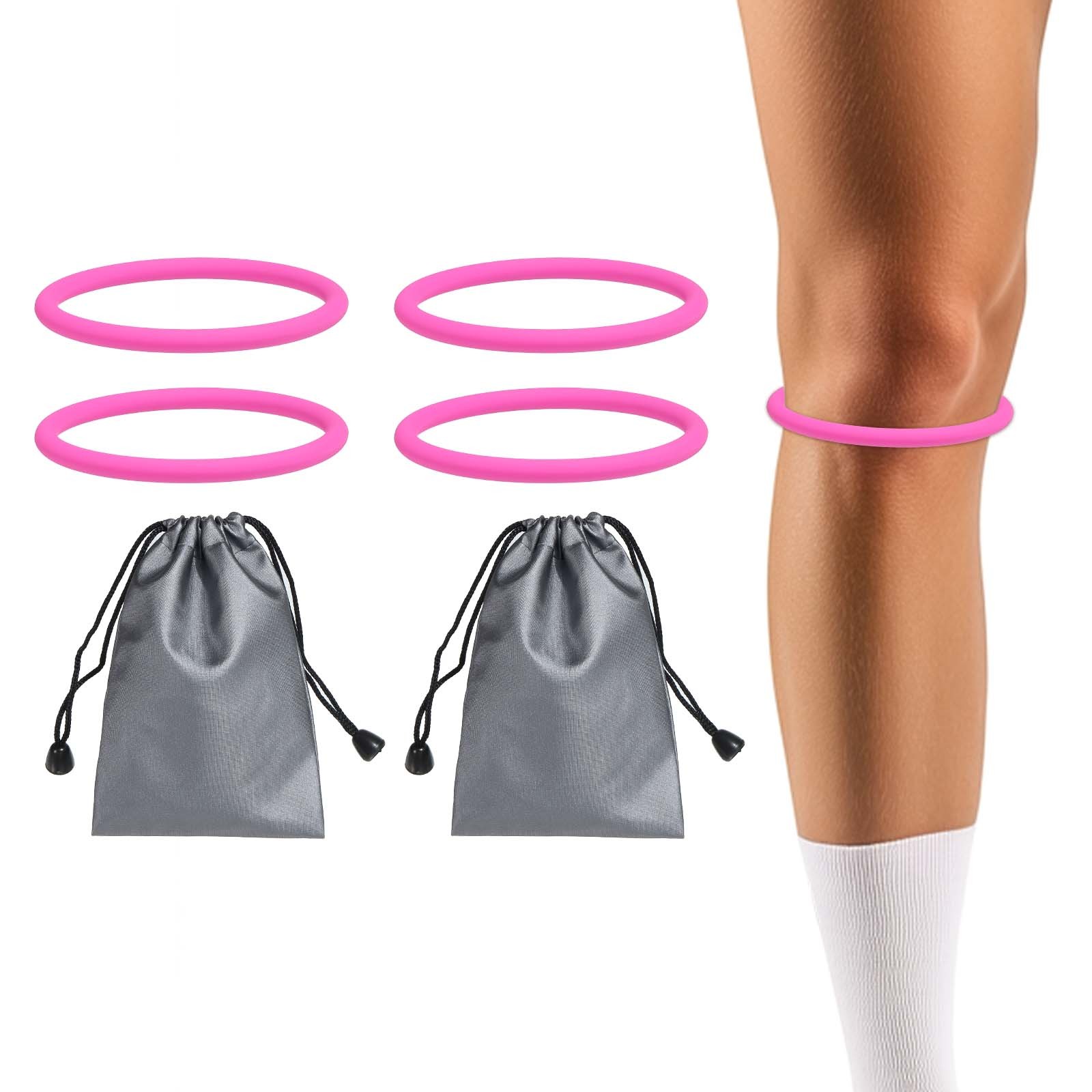 Patella Band Silicone Knee Band with Storage Bag – (2 Set, Red)