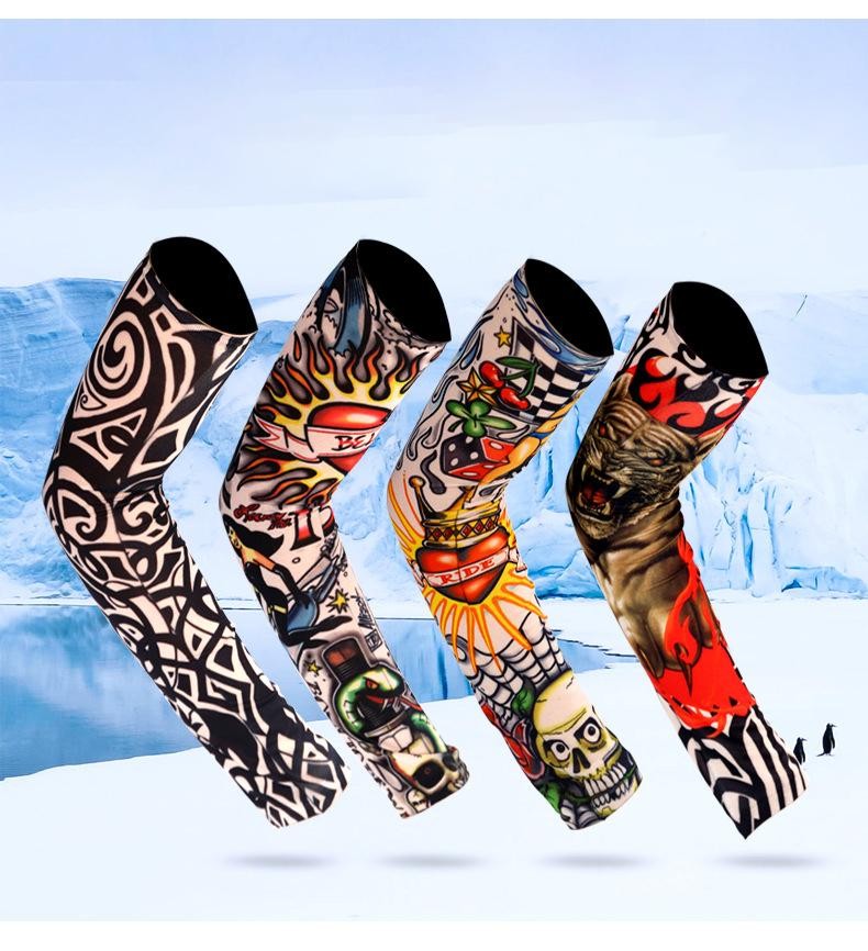 6PCS Tattoo Arm Sleeves UV Protection Elastic Covers for Cycling & Parties