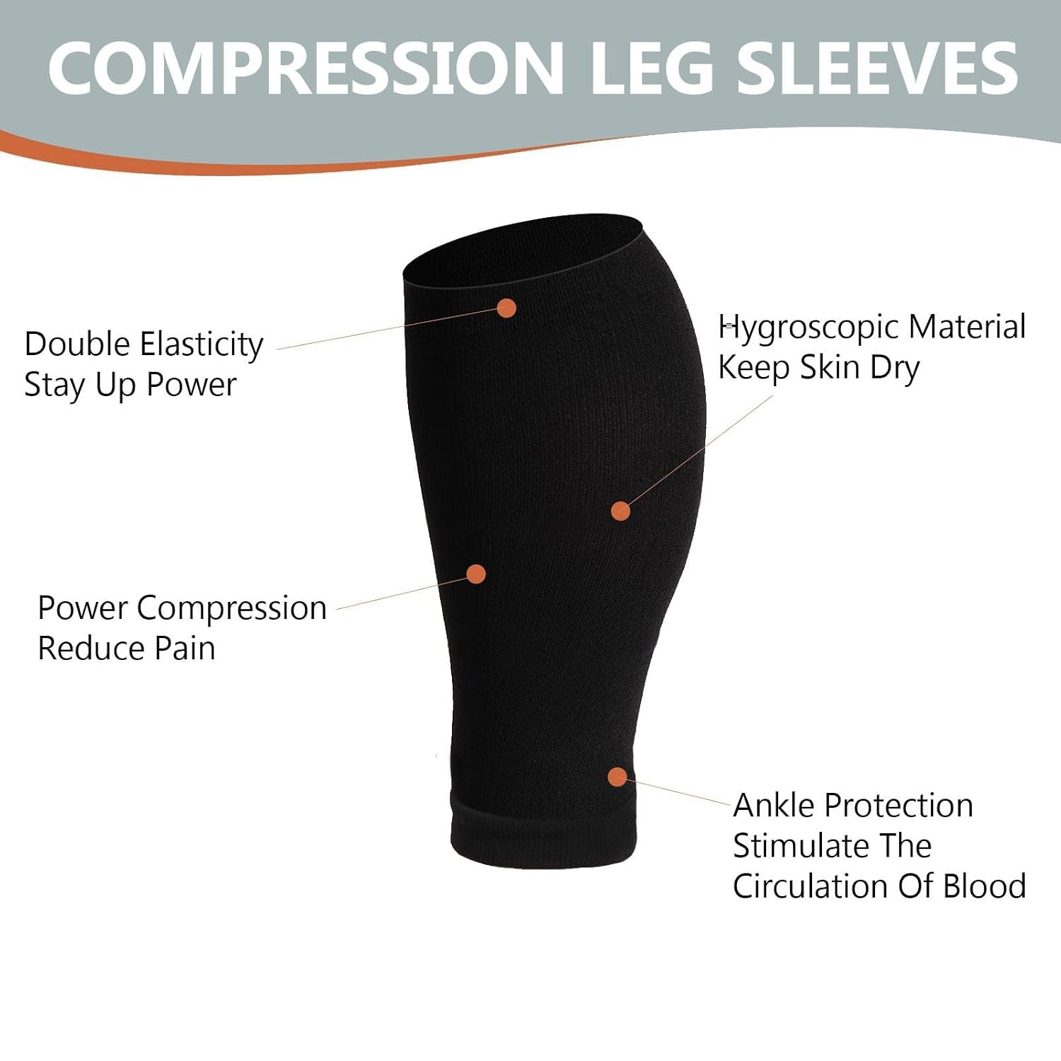 Plus Size Compression Leg Sleeves for Women& Men 15-20mmHg Wide Calf Knee High L