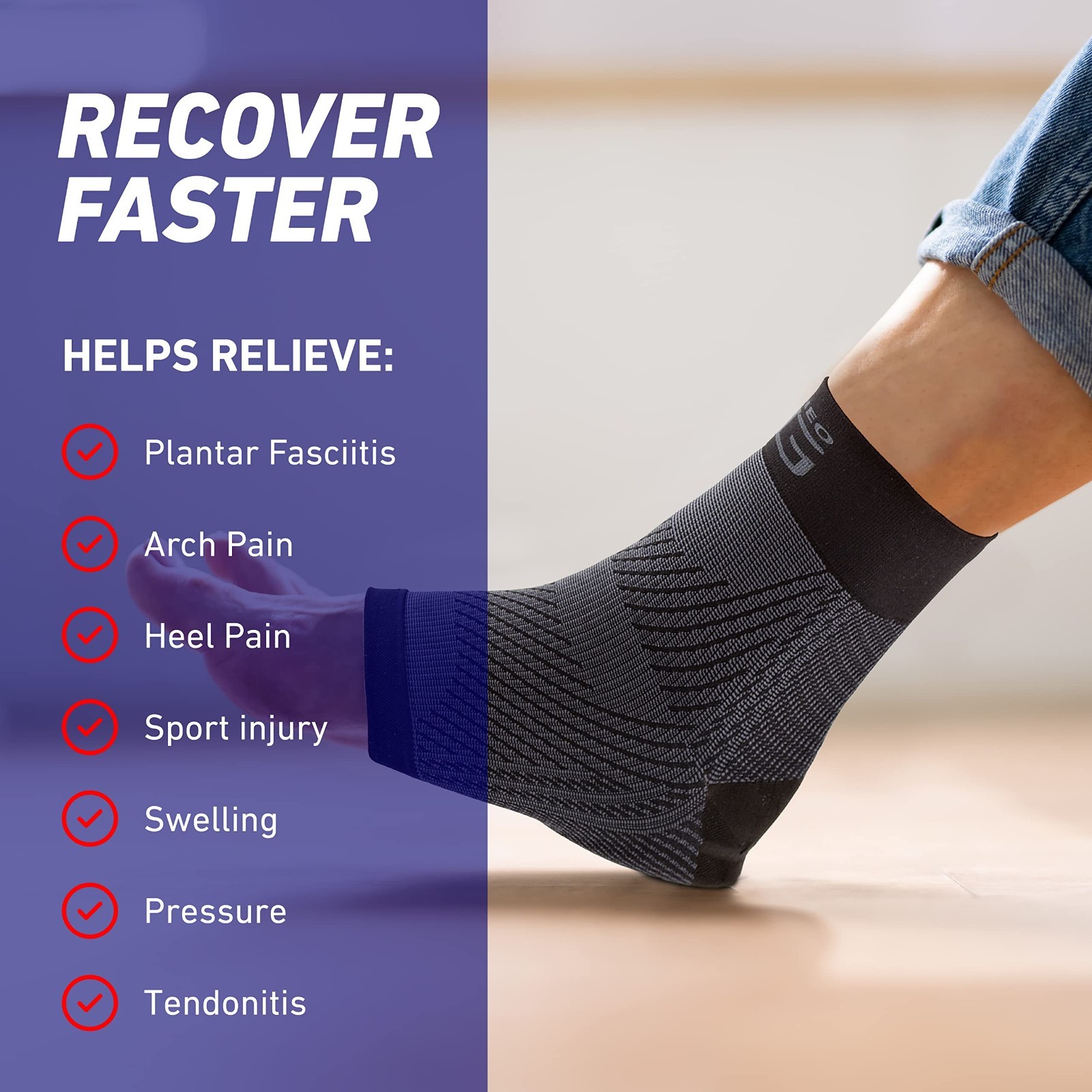 Plantar Fasciitis Compression Socks – Heel & Arch Pain Relief, Silicone Cushion