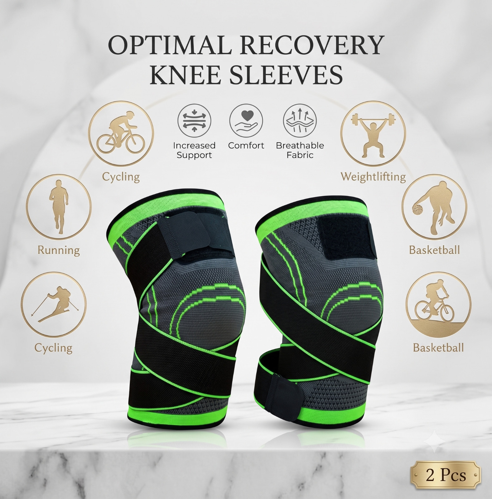 2 Pcs Compression Knee Sleeves Joint Support Sports Fitness Running Gift Unisex