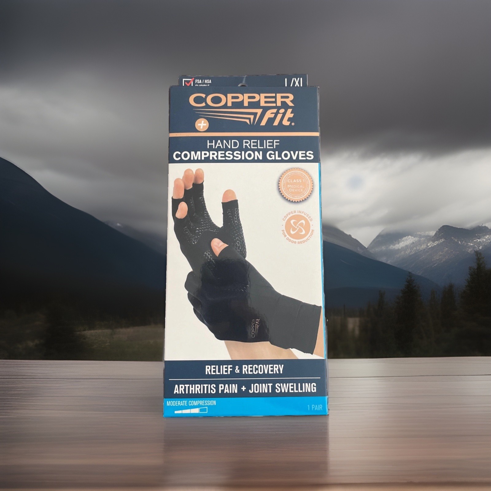 Copper Fit Hand Relief Compression Gloves Relief & Recovery Arthritis+Joint L/Xl