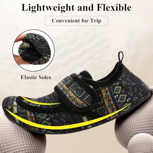Womens Mens Slippers Diabetic House Slippers 7-7.5 Women/5.5-6 Men Blackboho