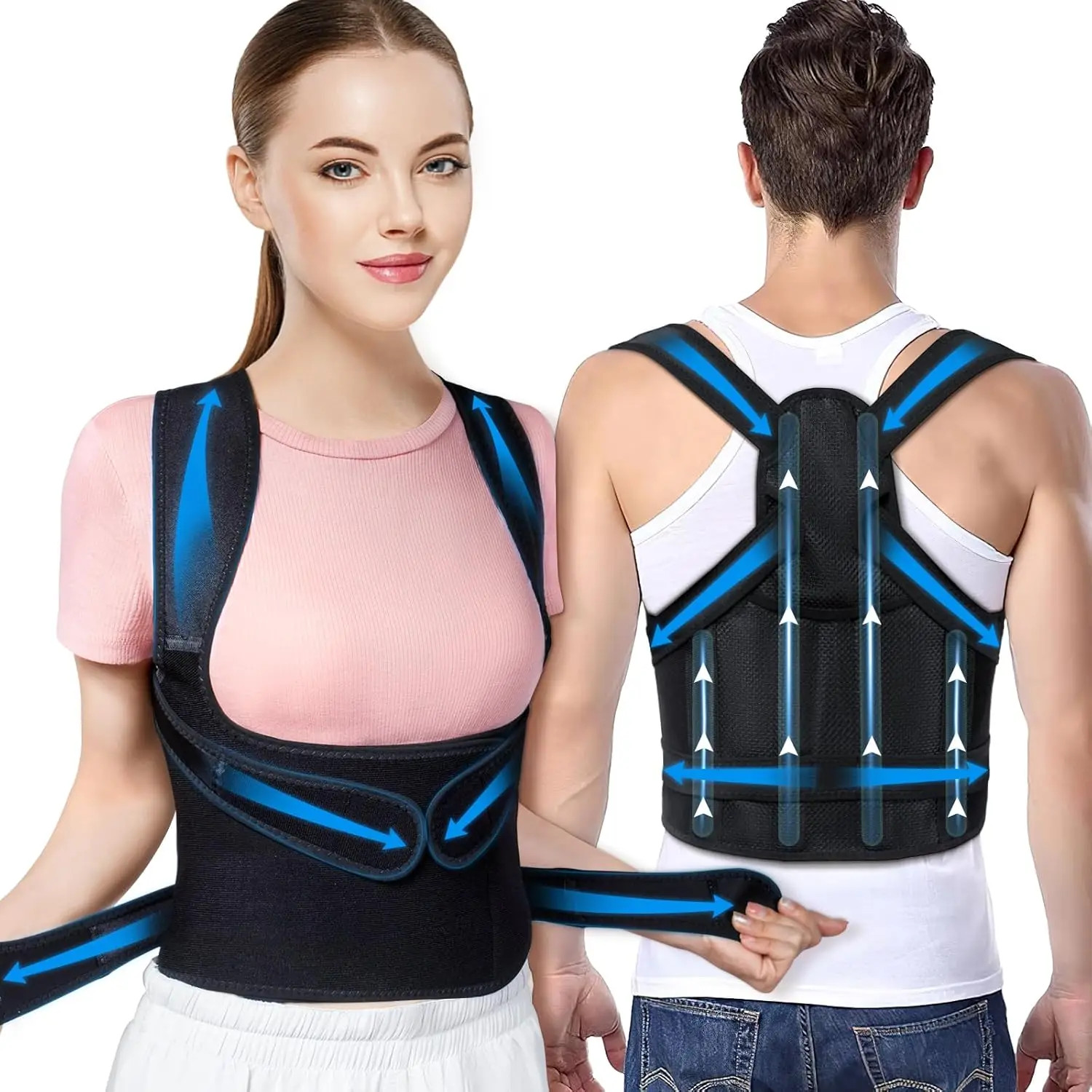 Full Back Posture Corrector Adjustable Brace Spine Shoulder Support 1 Pc
