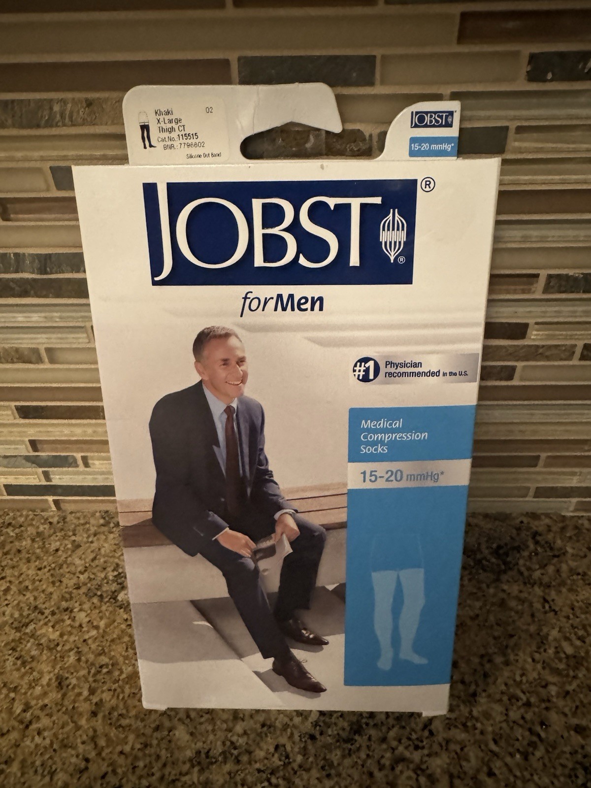 Jobst Thigh For Men 15 20 mmHg Compression Stockings Xlarge Khaki Free Shipping