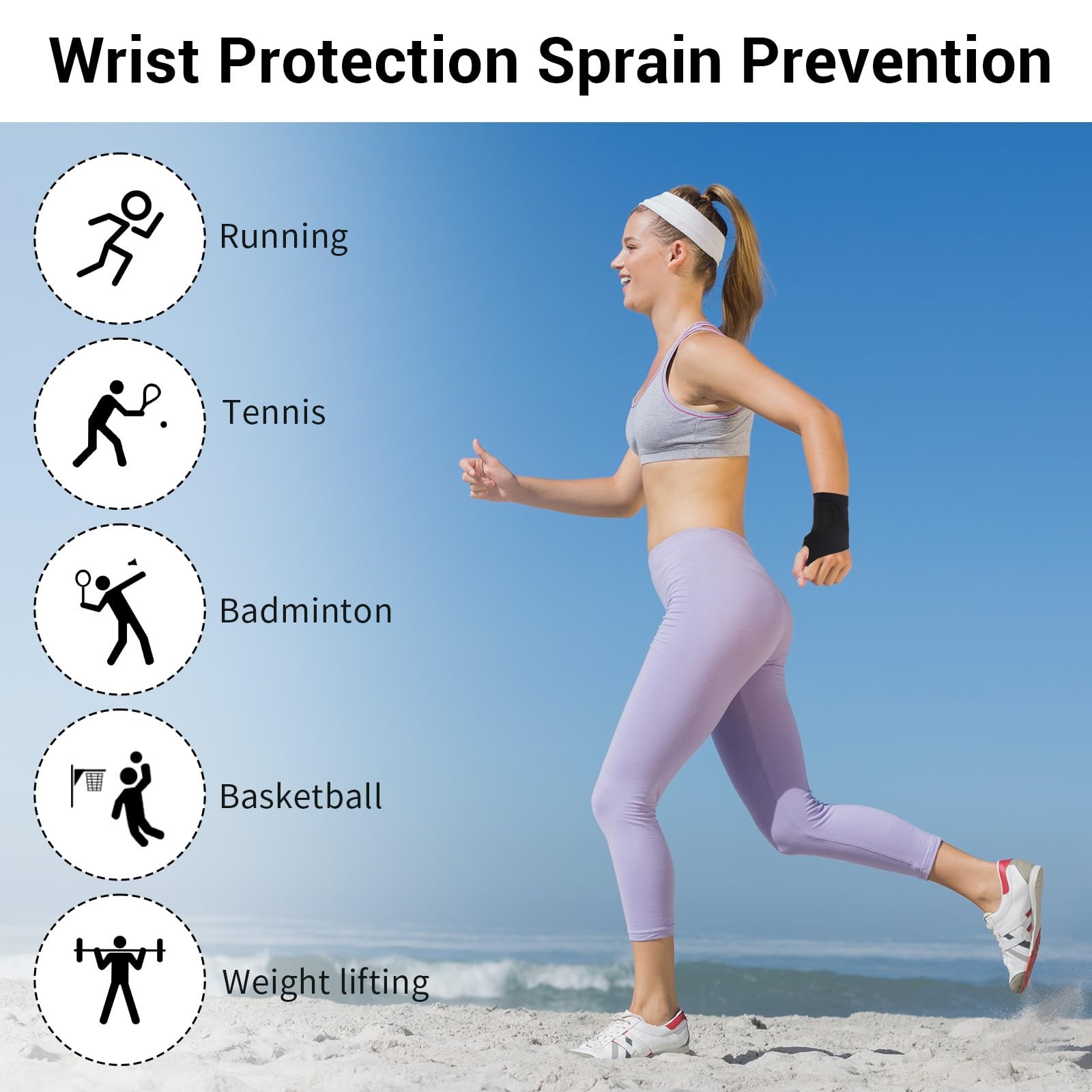 2 Pack Wrist Brace Compression Sleeve Elastic Wrist Brace for Left Right Hand
