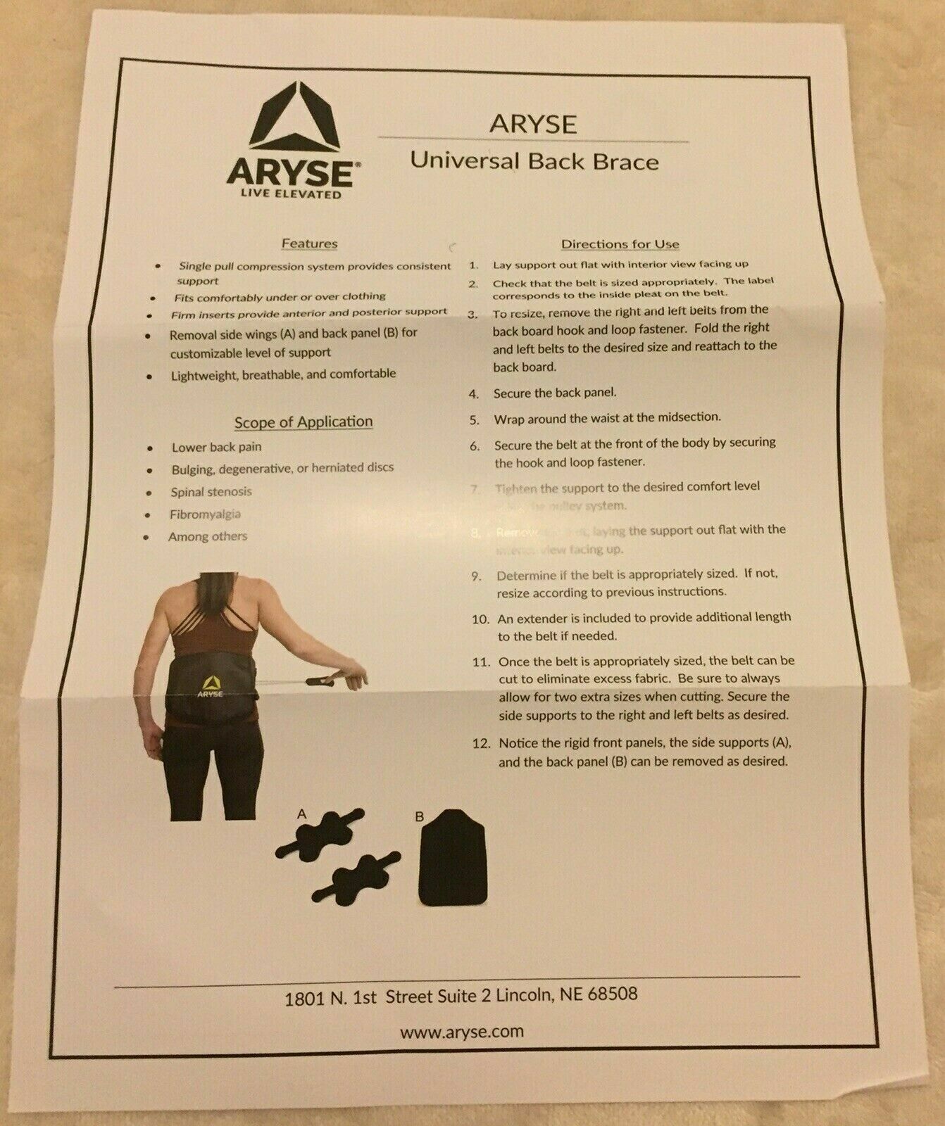 ARYSE AY-37/50-103 Metforce Back Brace Compressive Prime Series Universal Size