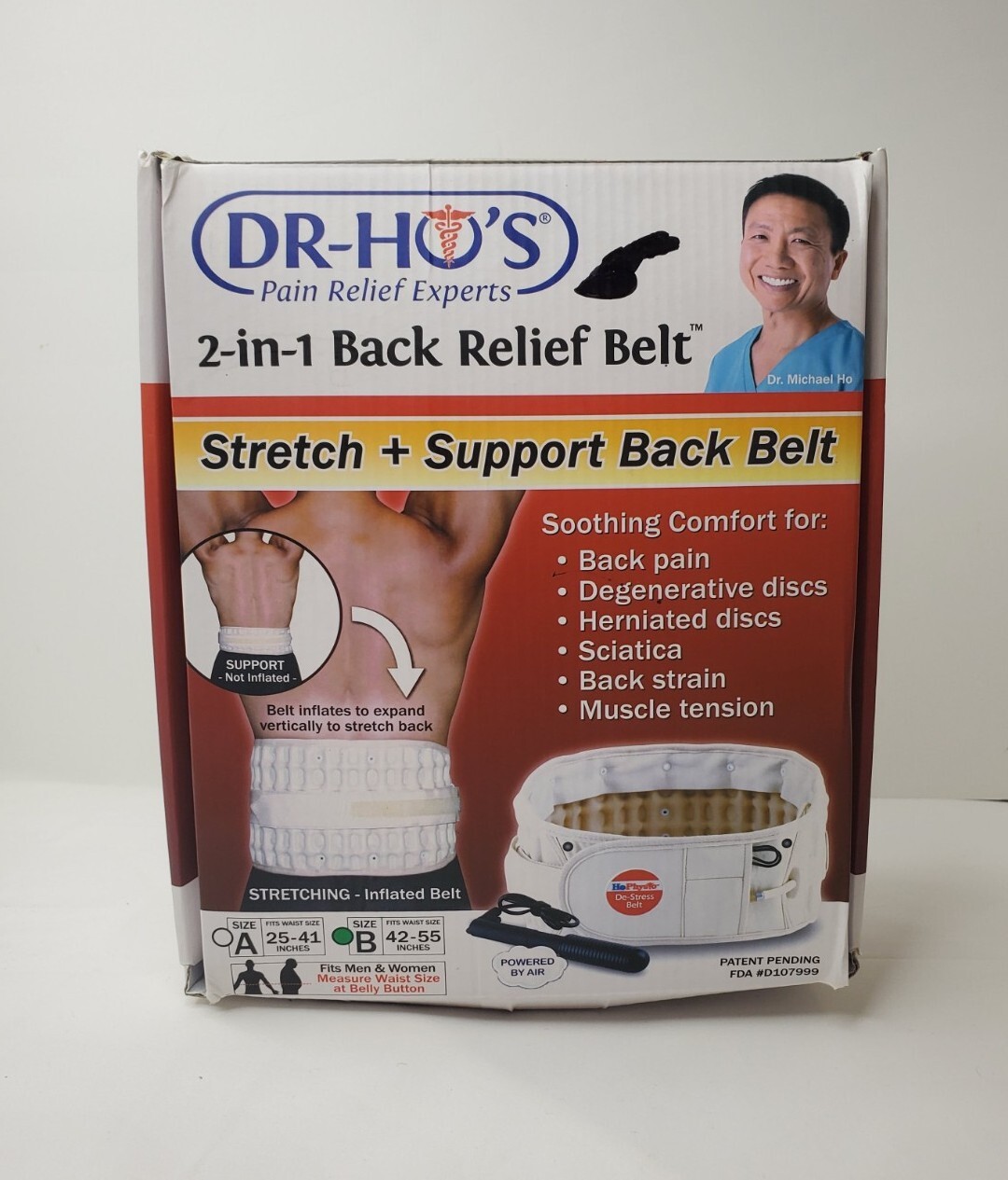 Dr Ho’s 2-in-1 Stretch and Support Back Relief Belt Accessories CD Pump 25-41