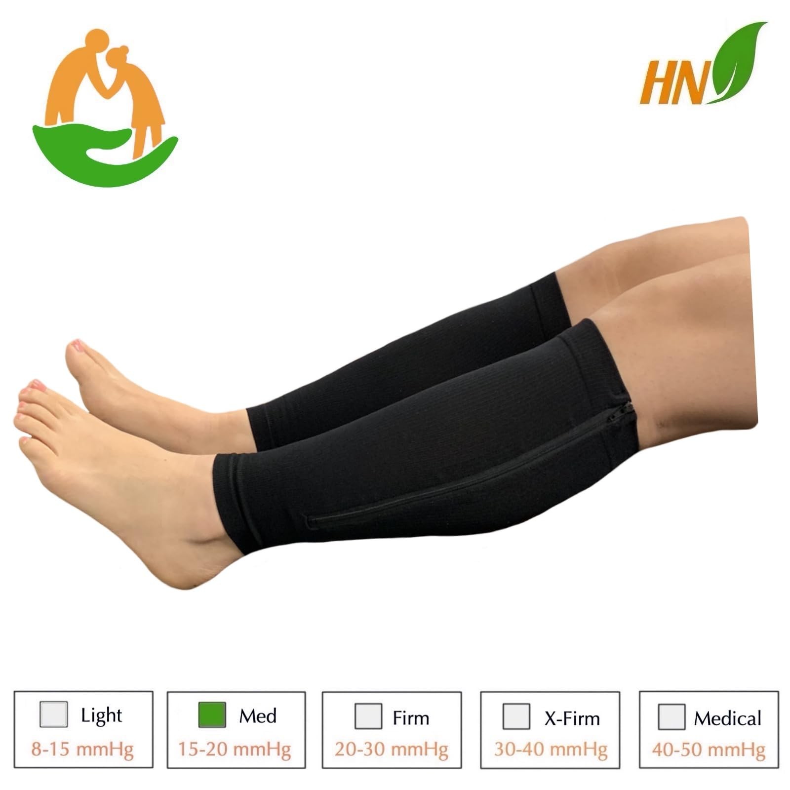 HealthyNees Seniors Care Footless 15-20 mmHg Compression Shin Calf Leg Men Wo…