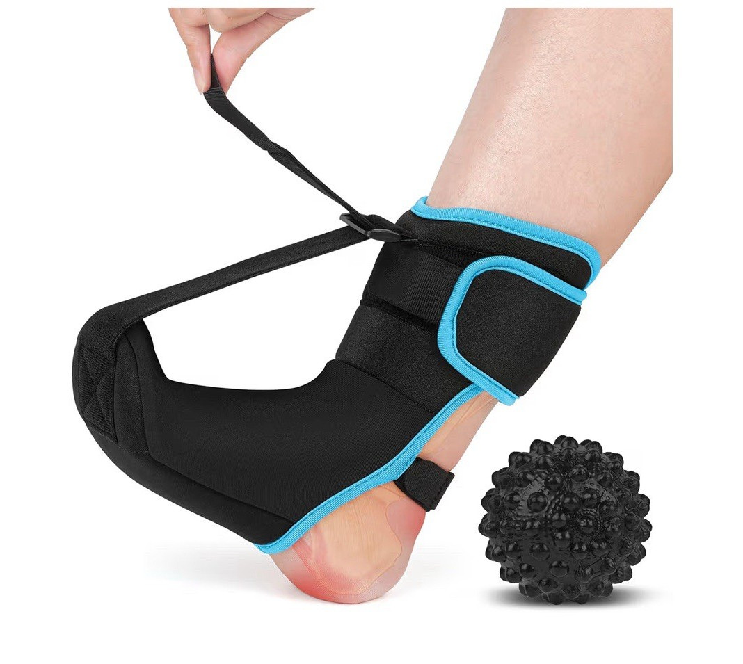 Adjustable Plantar Fasciitis Night Splint Brace for Foot/Ankle Black/Blue