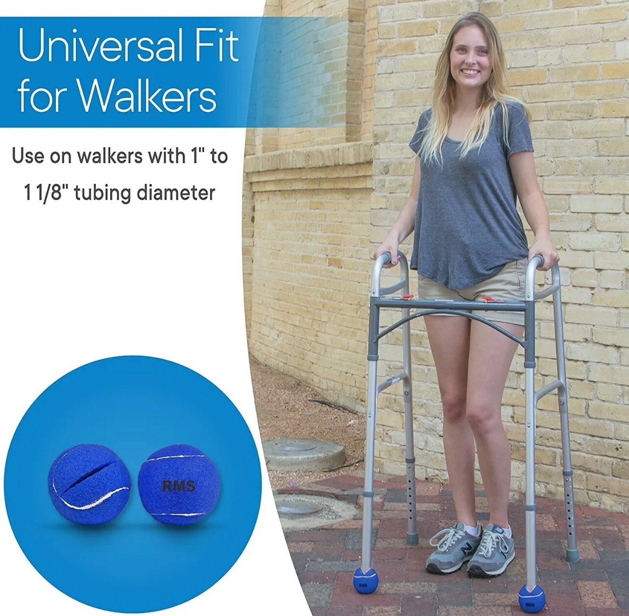 RMS Walker Glide Balls -Set of 4 Balls with Precut Opening for Easy Installation