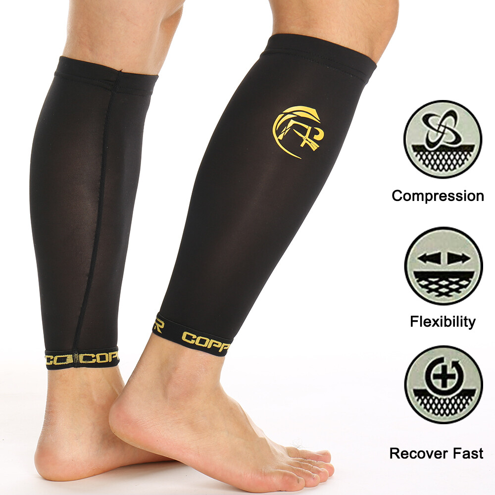 Copper Compression Socks Recovery Calf Leg Sleeves Shin Splint Running Sport Gym