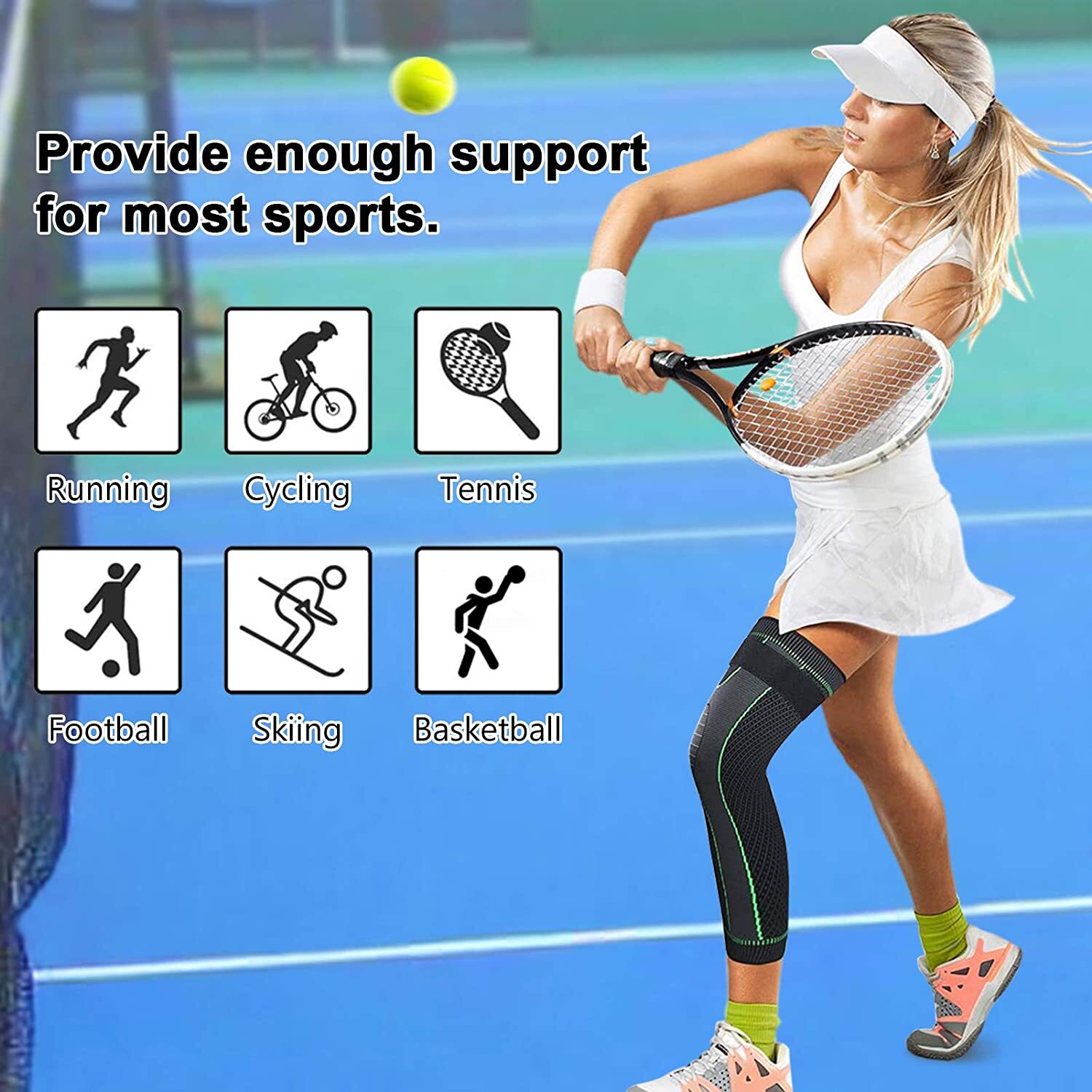 Full Long Knee Brace Leg Compression Sleeve Meniscus Tear Arthritis Joint Pain