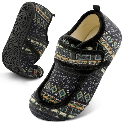 Womens Mens Slippers Diabetic House Slippers 7-7.5 Women/5.5-6 Men Blackboho