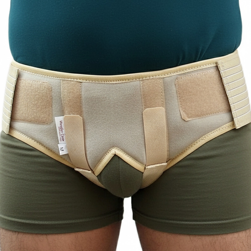 Double Inguinal Hernia Belt for Men & Women Adjustable Pain Relief, Size S/M/L