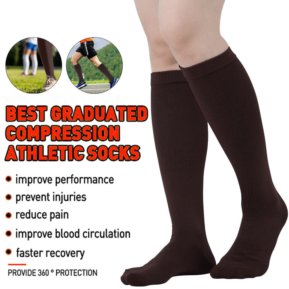 6-Pairs Copper Compression Socks 20-30mmHg Graduated Support Mens Womens S-XXL