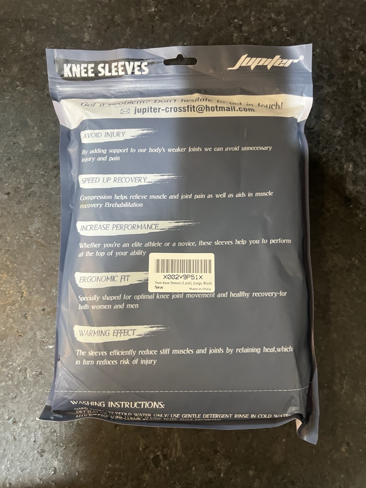 Jupiter Knee Sleeves (1 Pair), 7mm Compression Braces for Large, Black