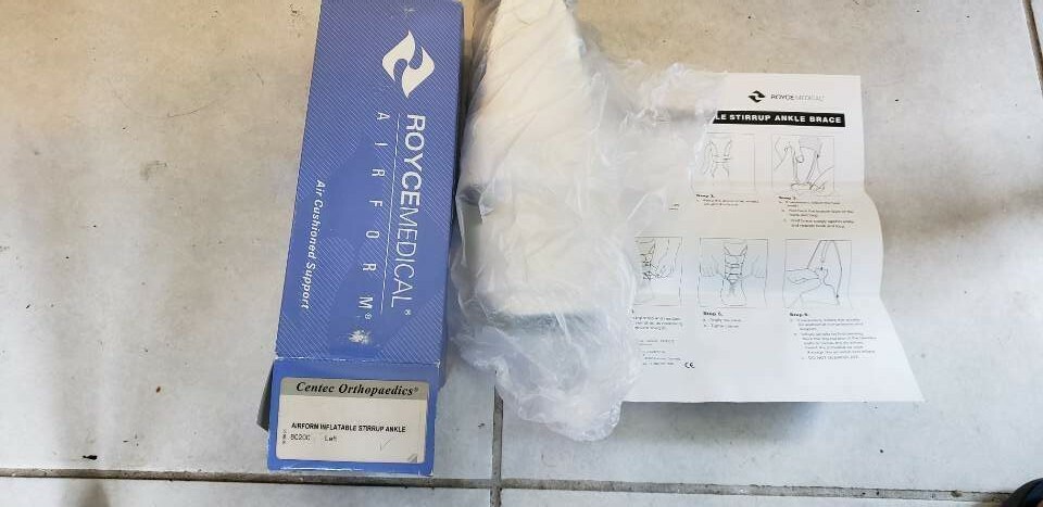 New Royce Medical Airform Inflatable Stirrup Ankle Brace Left adult