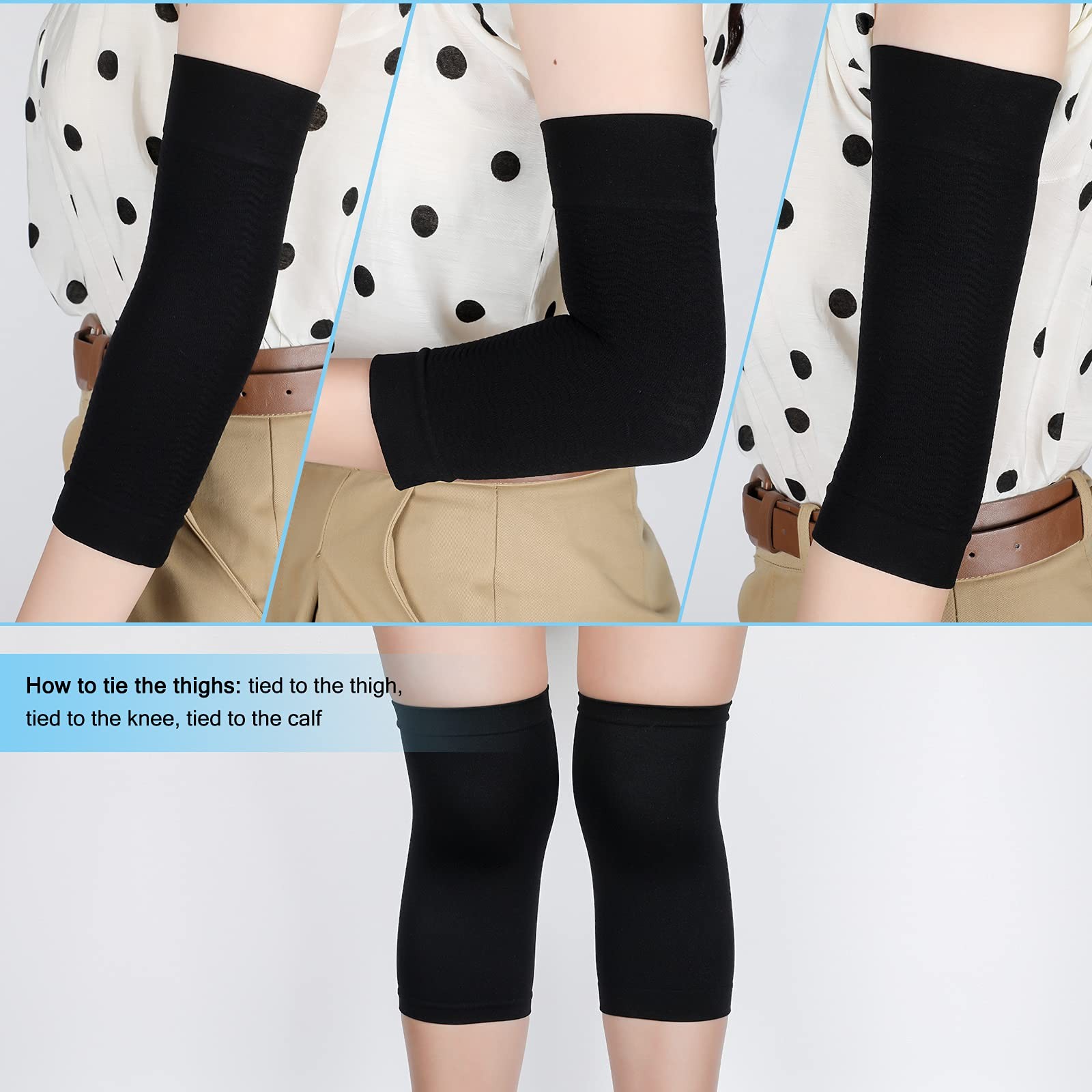 4 Pairs Slimming Arm Shaper and Thigh Slimmers Set, Elastic Compression Arm S…