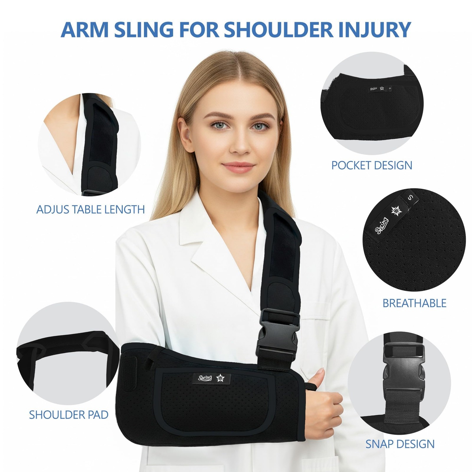 Arm Sling Shoulder Immobilizer Rotator Cuff Support Brace Wrist Elbow Injury