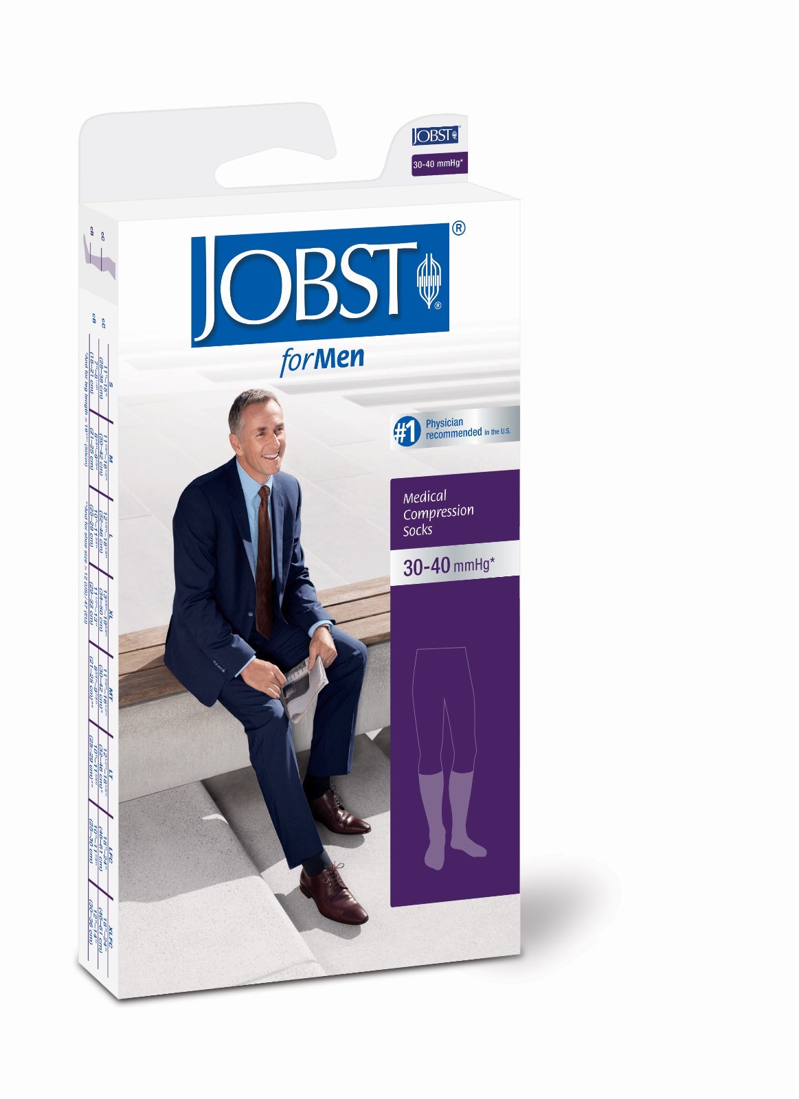 Jobst ForMen Mens Compression Knee Socks 30-40 mmhg Open Toe Supports Therapy OT