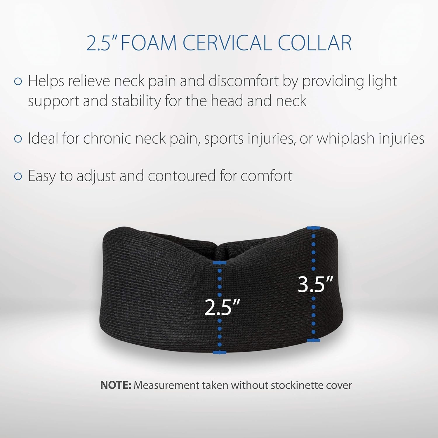 Adjustable Soft Foam Cervical Collar – Neck Support for Pain Relief – Black