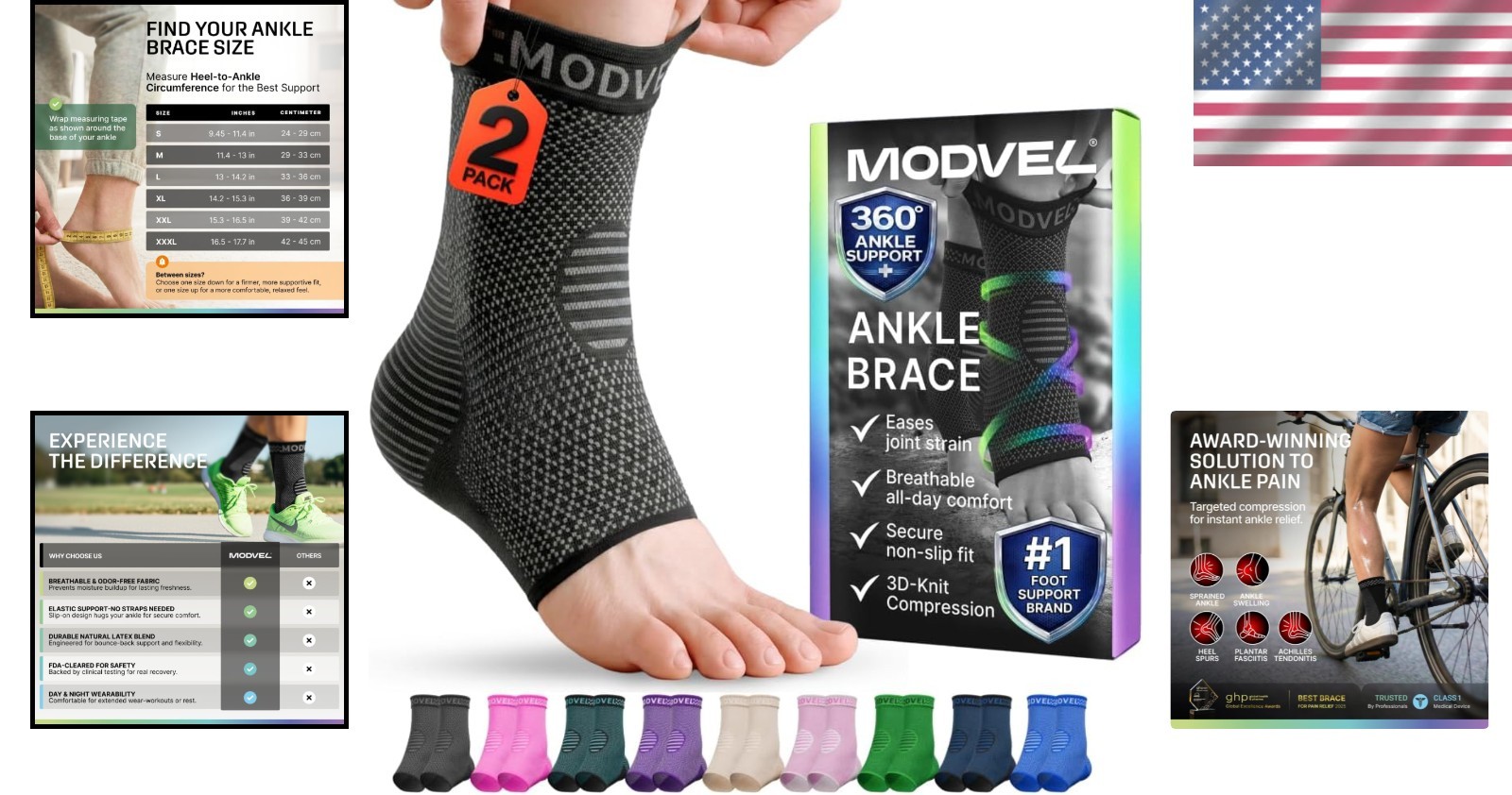 Foot Brace Socks for Compression & Stability – 2 Count