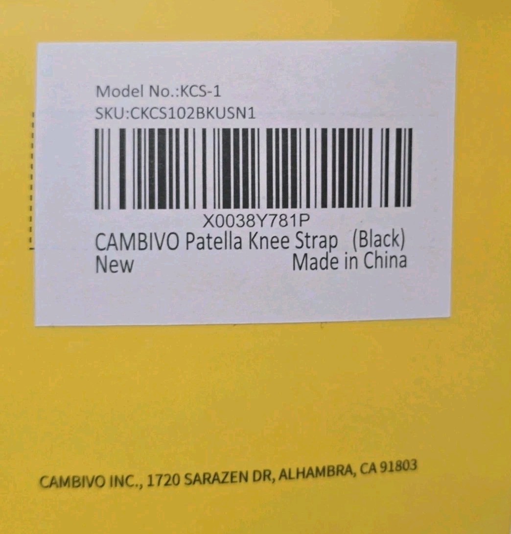 CAMBIVO ‎KCS-1 Patella Knee Support Strap Black 2-Pack NEW