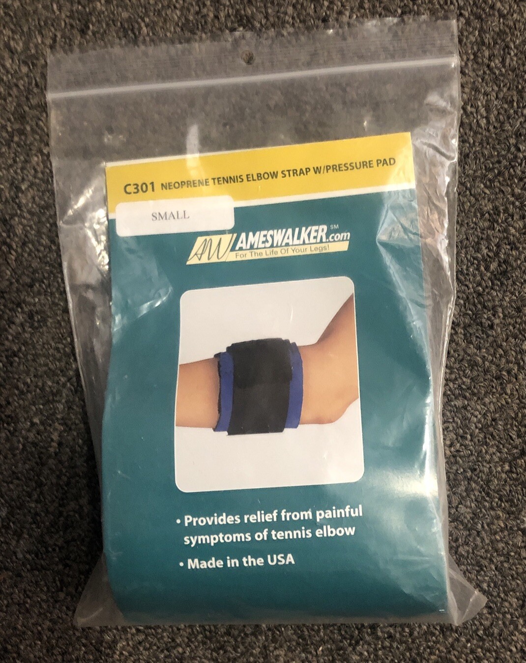 Ames Walker C301 Neoprene Tennis Elbow Strap With Pressure Pad New Sealed