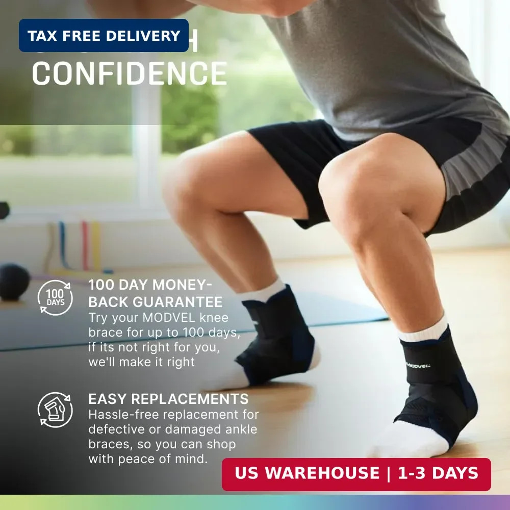 MODVEL Slim Lace Up Ankle Brace, Adjustable Ankle Braces for Men, Ankle Brace fo
