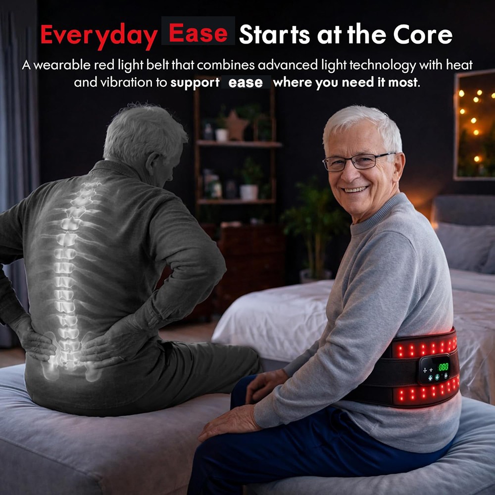 Red Light Heating Vibration Back Massager Lumbar Belt for Lower Back Pain Relief