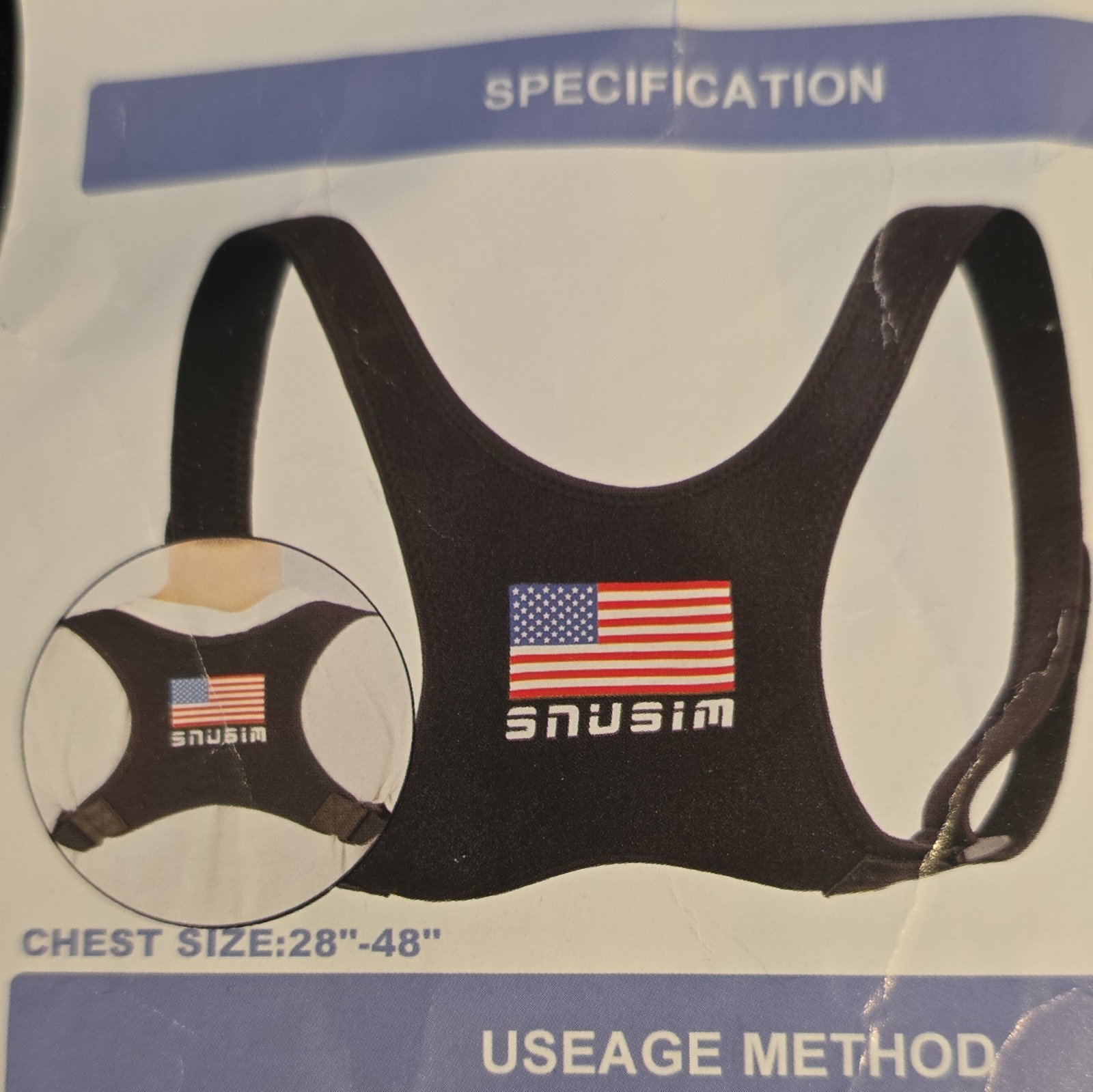 SNUSIM Adjustable Posture Corrector Brace Chest 28″-48″ Back/Shoulder Black