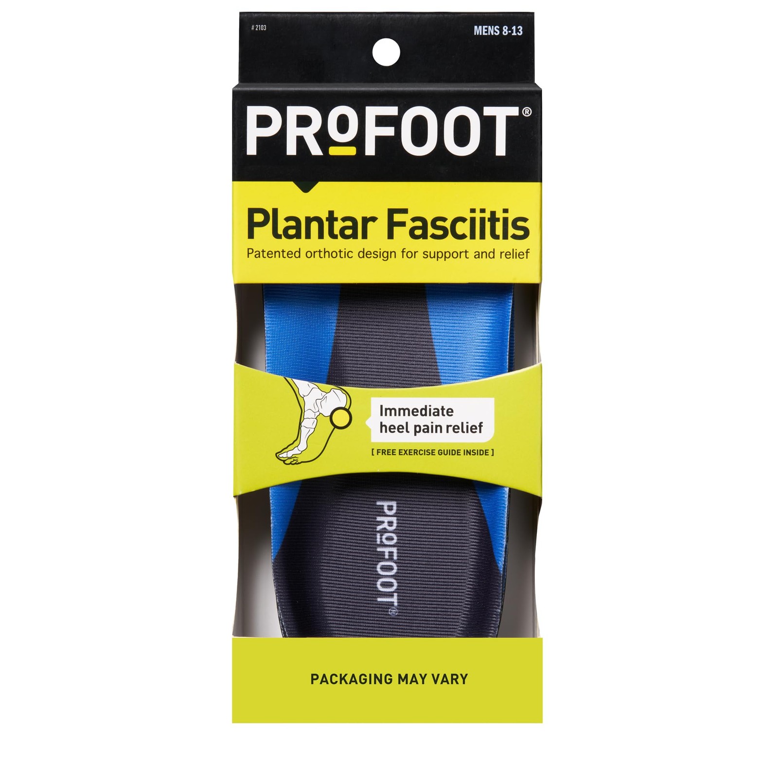 PROFOOT Plantar Fasciitis Orthotic Insoles for Men (Sizes 1 Pair, Pale Gray