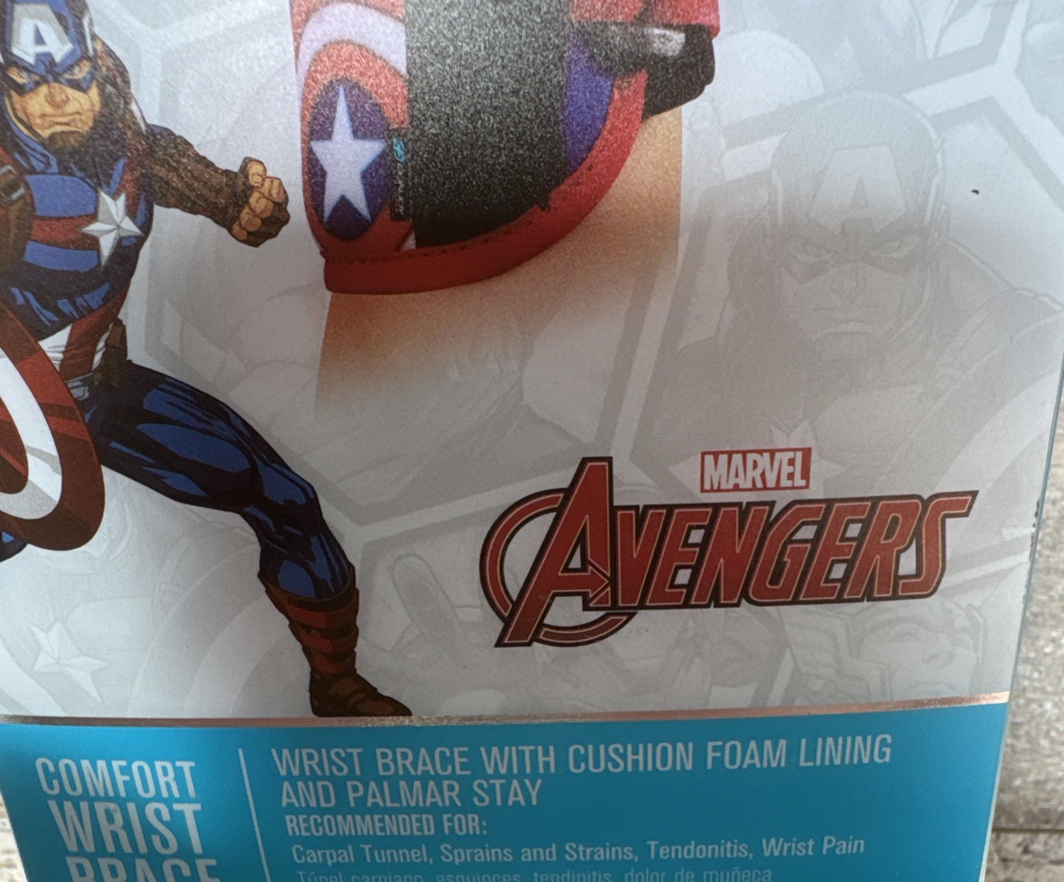 Marvel Comfort Wrist Right Brace Moderate Youth Captain America NIB