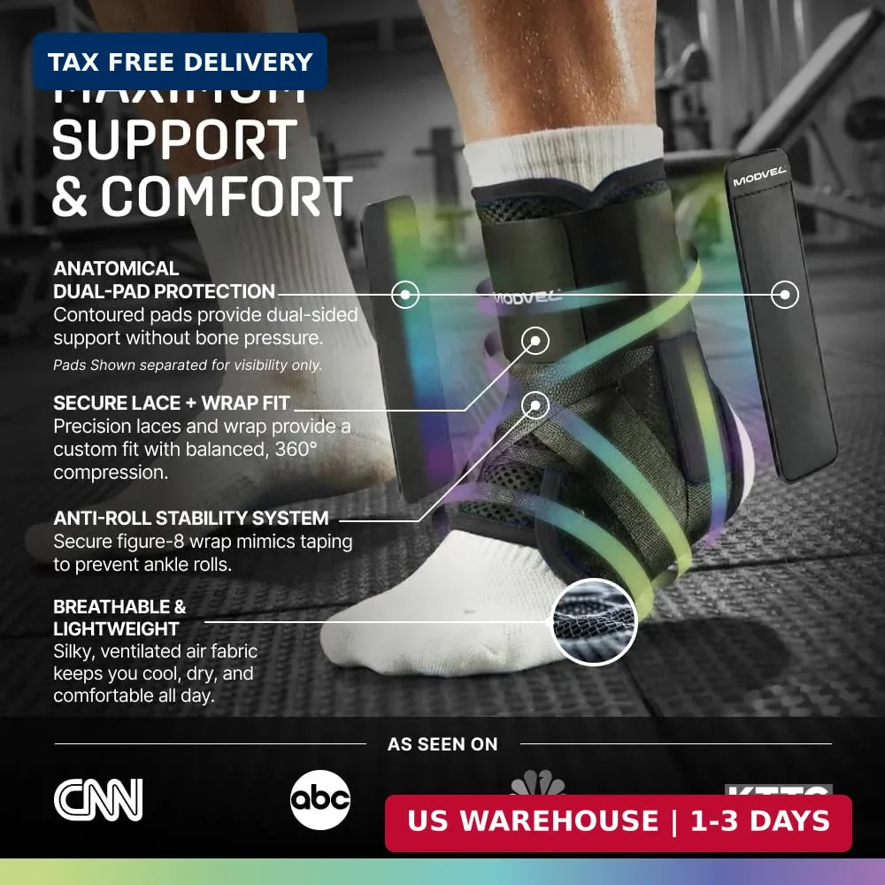 MODVEL Slim Lace Up Ankle Brace, Adjustable Ankle Braces for Men, Ankle Brace fo