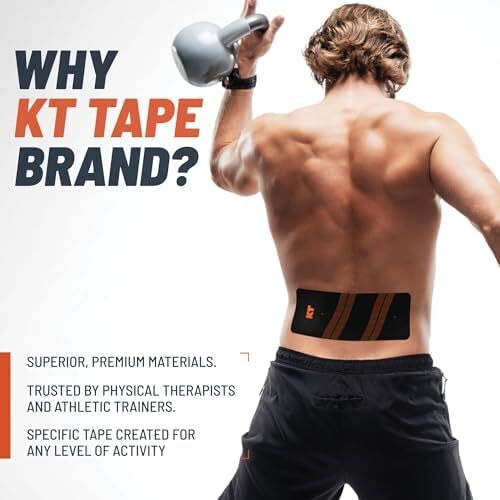 KT Tape Pro Wide Strips 10 Precut 10 Inch Black Support for Muscles and Joints