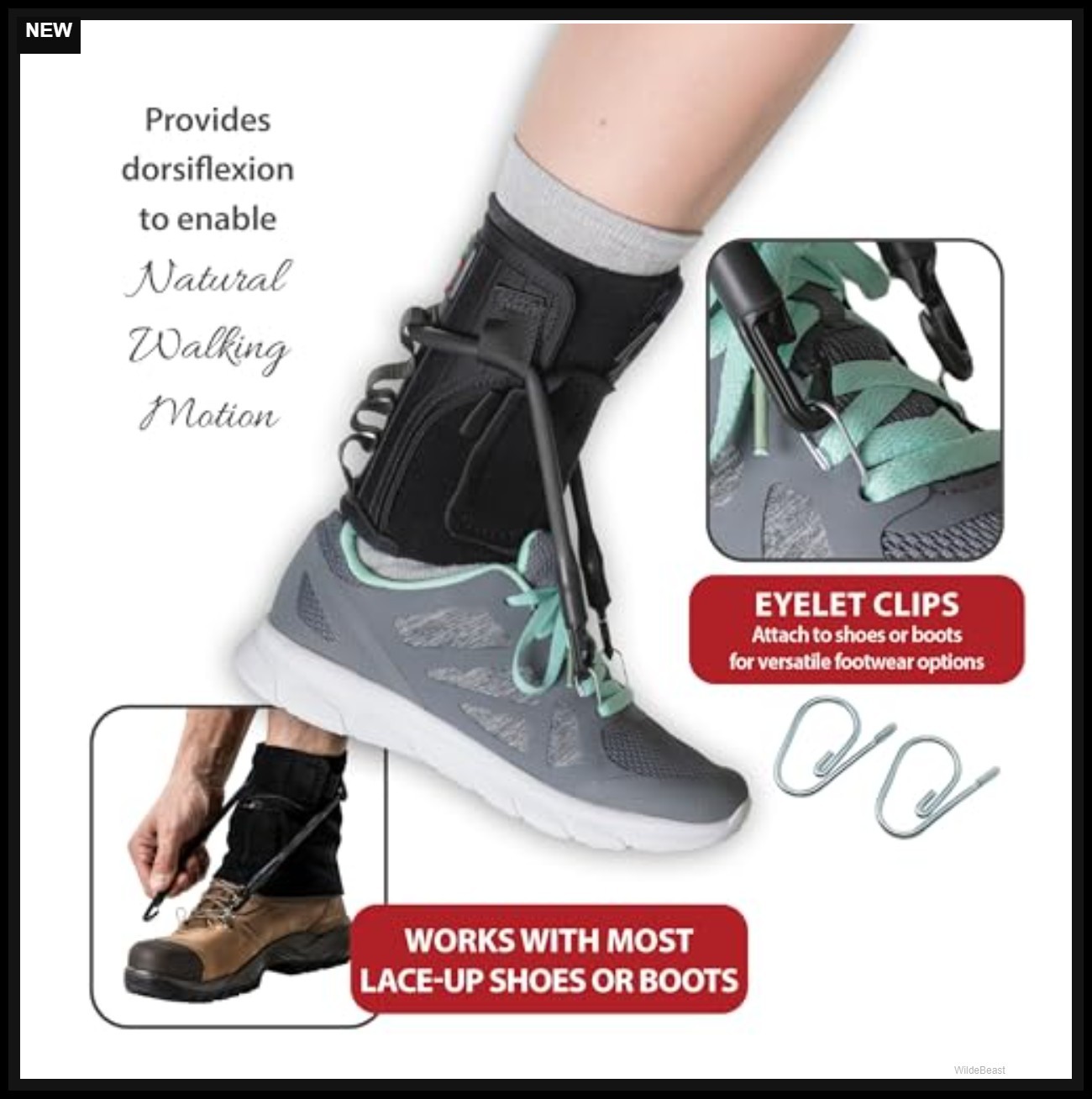 Foot Drop Brace Adjustable Dorsiflexion Support Medium Large Walking Ankle Foot