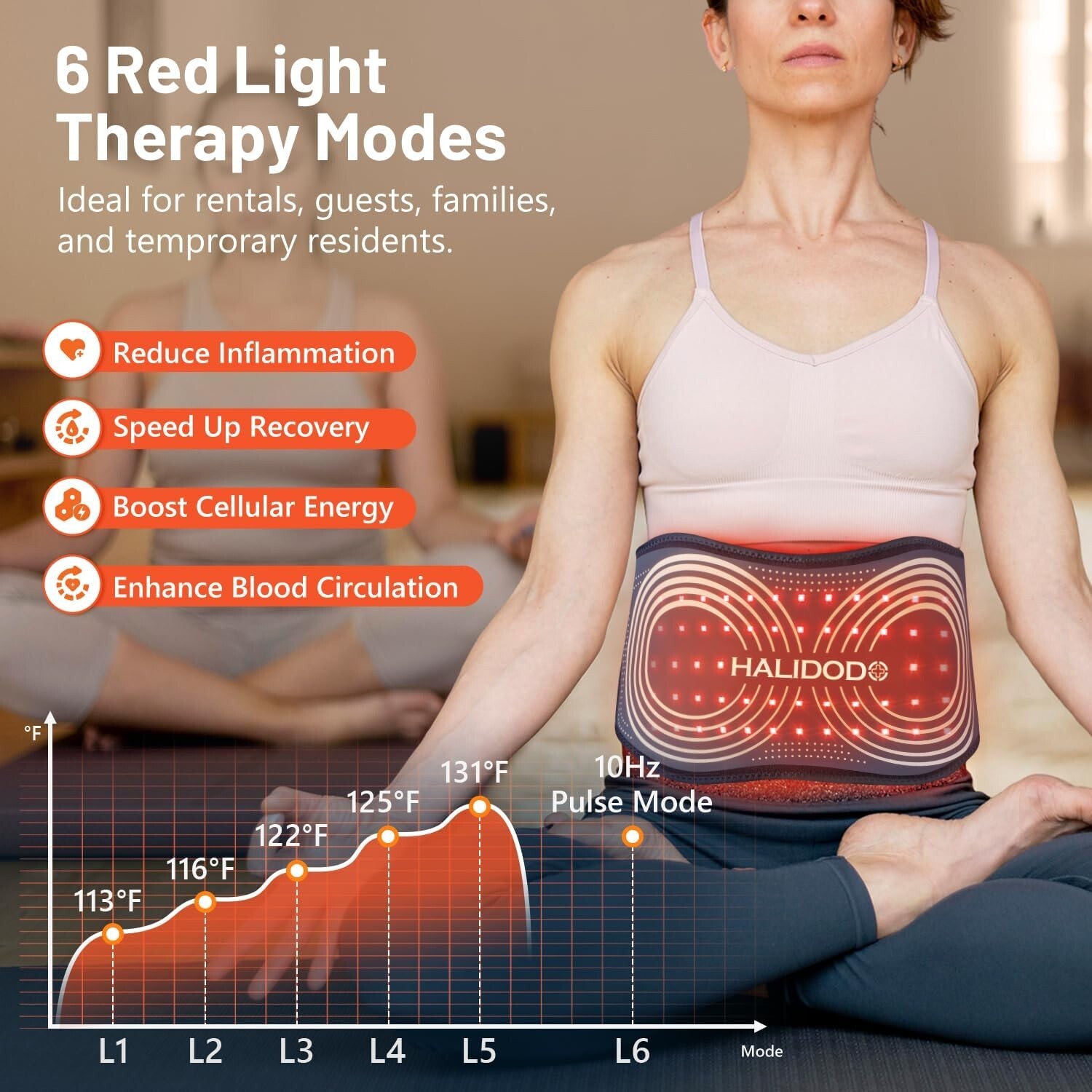 Red Light Therapy Belt & Vibration Back Massage Heated Red Light Therapy Device