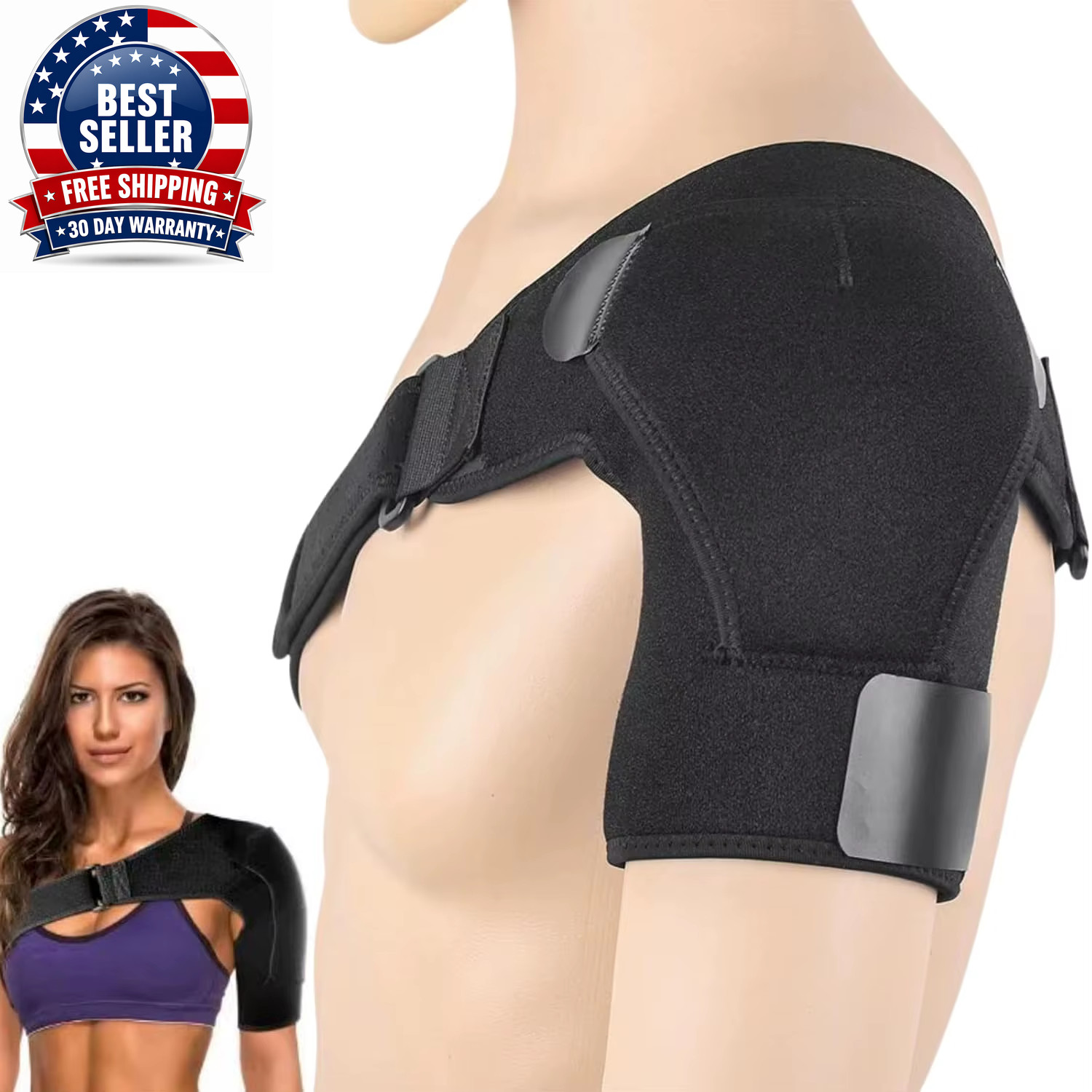 Shoulder Brace with Pressure Pad, Suitable for Both Men and Women, Adjustable Sh