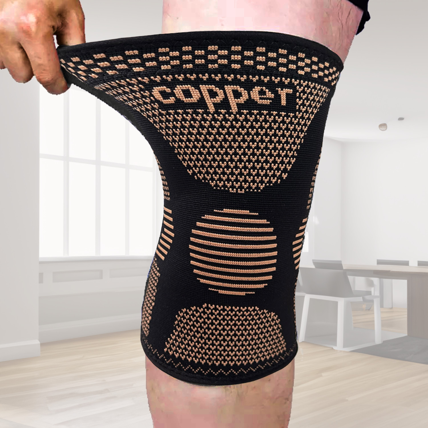 Copper Knee Sleeves Gold Compression Brace Support Sport Joint Injury Pain Gym